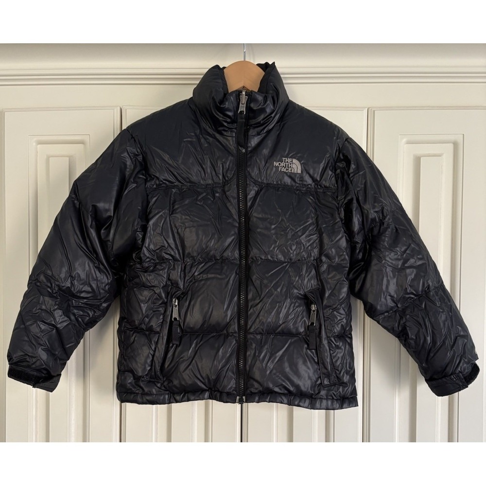 The North Face Goose Down Puffer Coat Full Zip Jacket Black Boys Kids Small‎